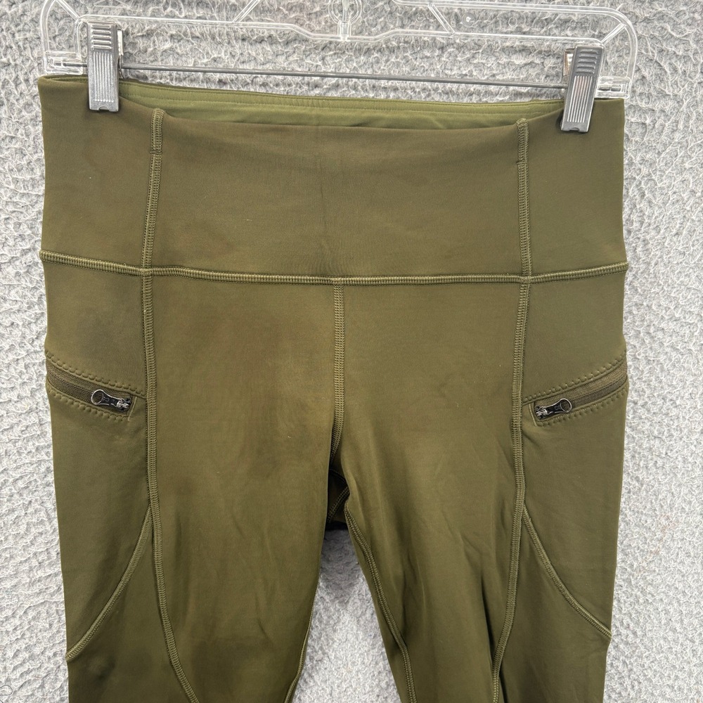 Lululemon Leggings Womens 8 Olive Green High Rise Zip Pocket Athletic Pants